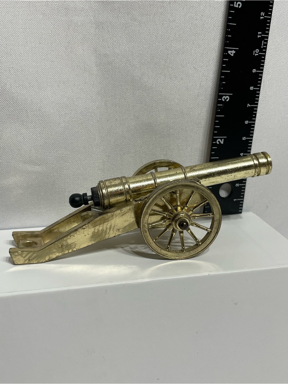 Vintage Antique Miniature Civil War Era Brass Canon Spring Action Excellent Cond